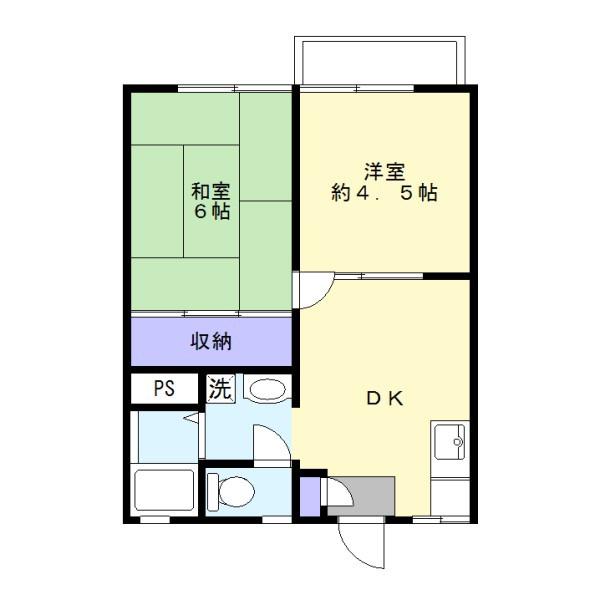 山崎ハイツ(2DK/2階)の間取り写真