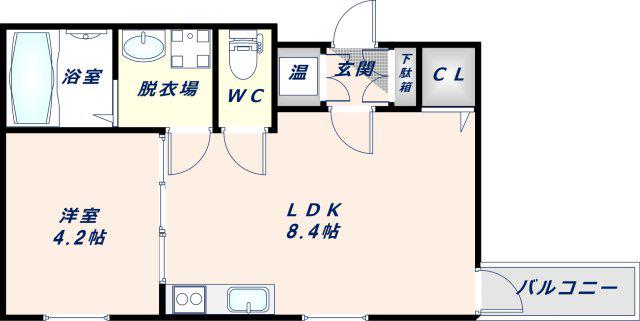 F ASECIA MIRA(1LDK/1階)の間取り写真