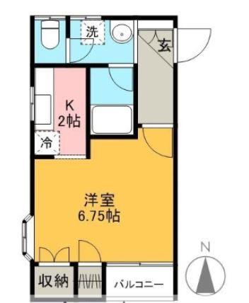 南町山岸ハイツⅡ(1K/2階)の間取り写真