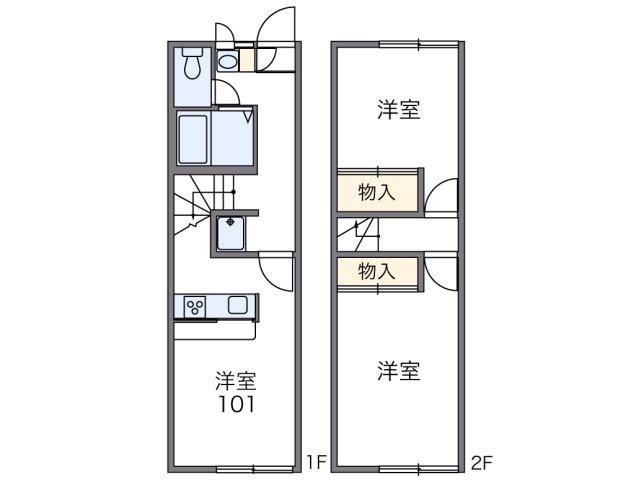 レオパレス観音台(2DK/1階)の間取り写真