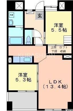 レジディア天神南(2LDK/11階)の間取り写真