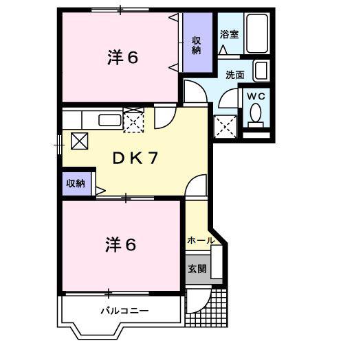 サニー コートI(2DK/1階)の間取り写真