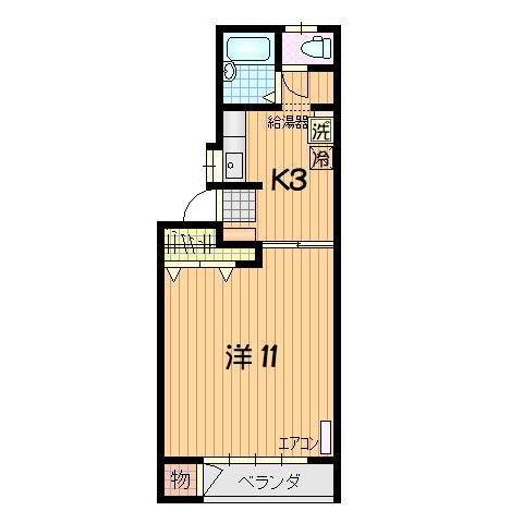 エスポワール B(1K/1階)の間取り写真