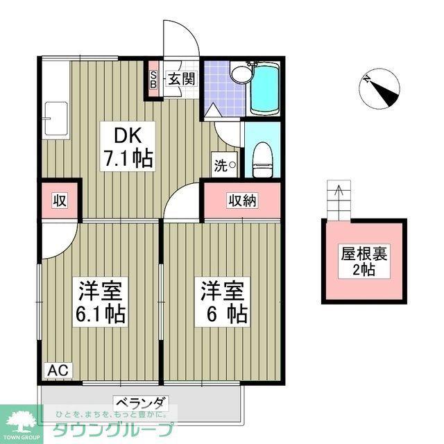 AIハイツ(2DK/2階)の間取り写真