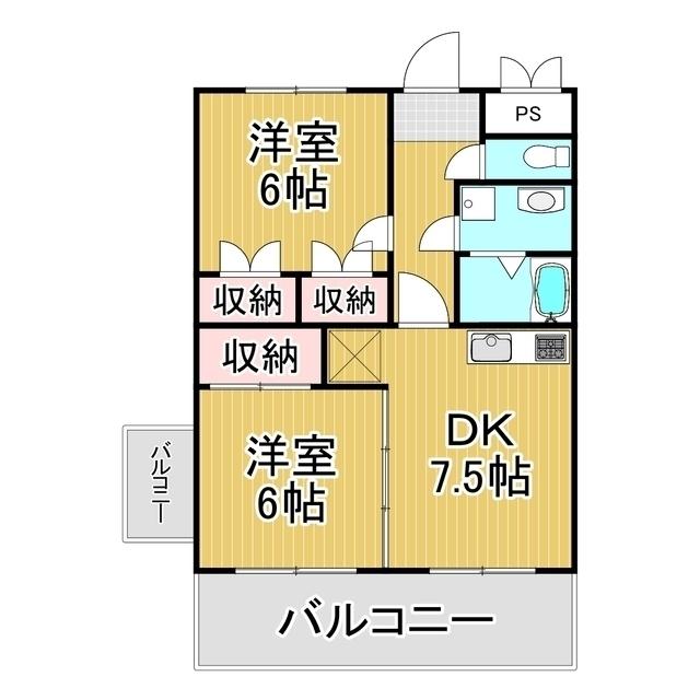 アネックス(2DK/3階)の間取り写真