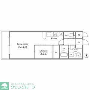 GRAMERCY SHIRAKAWA KOEN(1LDK/4階)の間取り写真