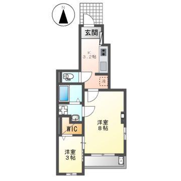 ウエストサイドTK I(1SK/1階)の間取り写真