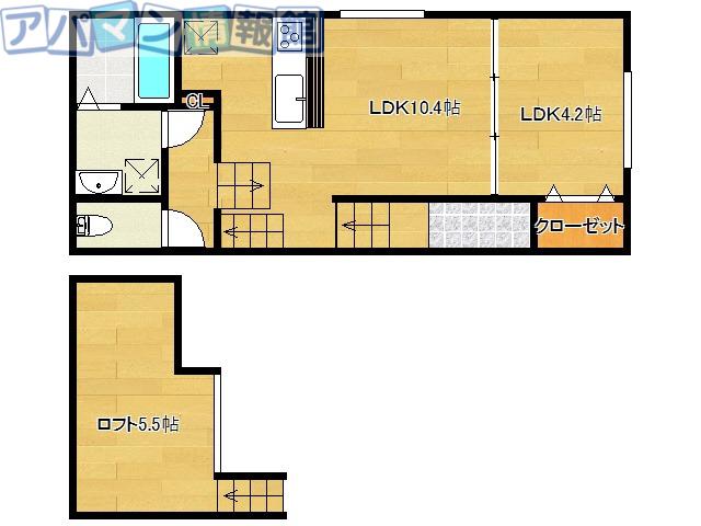 75APARTMENT.東明 L(1LDK/1階)の間取り写真