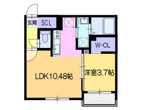 カサラビン恵庭(1LDK/2階)の間取り写真