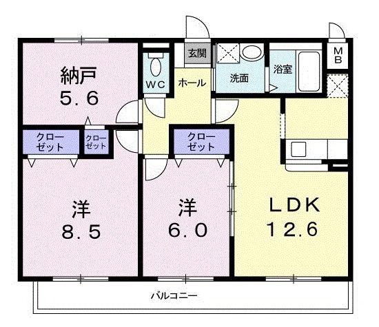 ルミエール下鴨(2SLDK/2階)の間取り写真