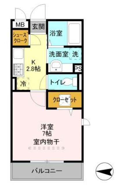 ボナール・中央(1K/1階)の間取り写真