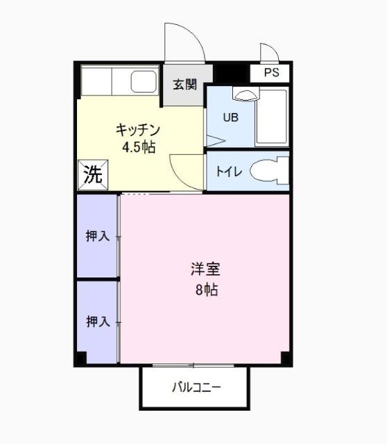 ハピネスS・O B棟(1K/1階)の間取り写真