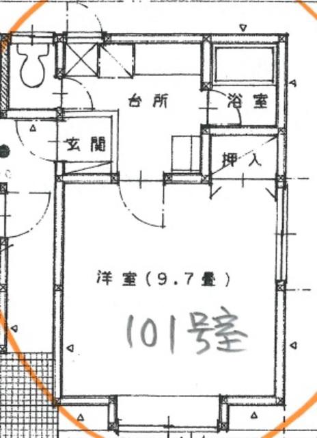 ビバリーヒルズVI(1K/2階)の間取り写真
