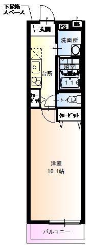 フジパレス高井田(1K/1階)の間取り写真
