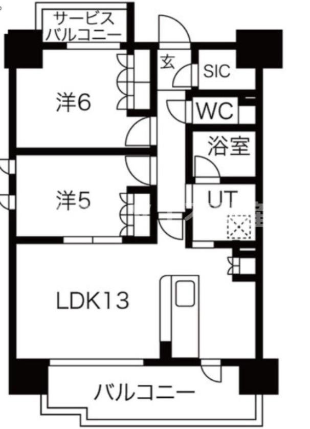 SK RESIDENCES SHINSAIBASHI(2LDK/6階)の間取り写真