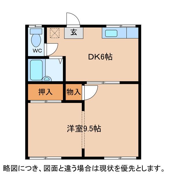 長野ハイブリッジハイツ(1DK/2階)の間取り写真