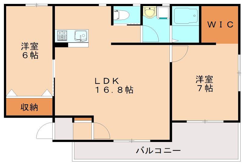 TA・KEビル那珂川(2LDK/3階)の間取り写真