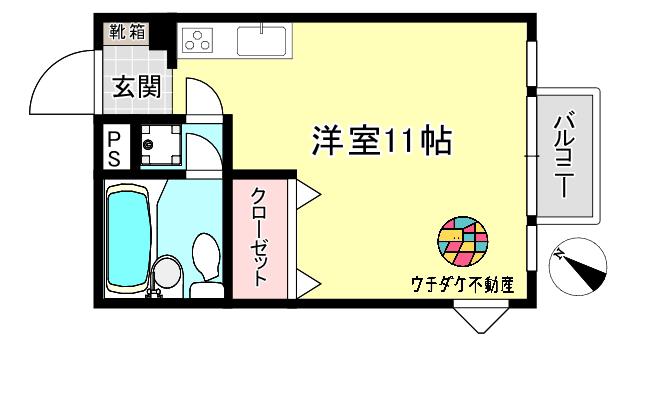 プレイヤー新屋敷(ワンルーム/6階)の間取り写真