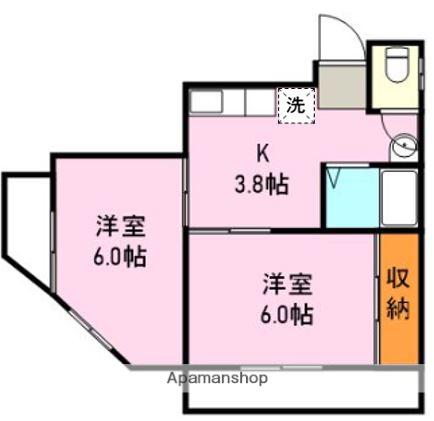 シャルム甲突(2K/2階)の間取り写真