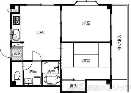 エーデルハイム(2DK/2階)の間取り写真