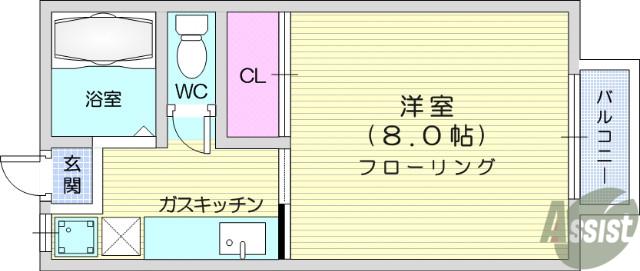 コーポモクレン(1K/2階)の間取り写真