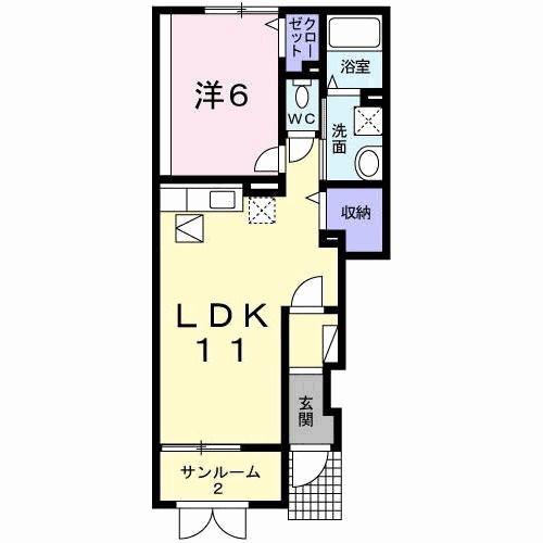 オルテンシア.T(1LDK/1階)の間取り写真