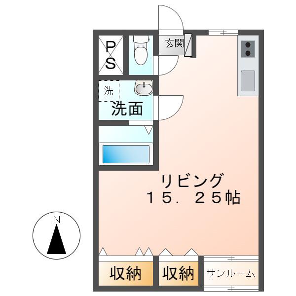メゾン栄(ワンルーム/1階)の間取り写真