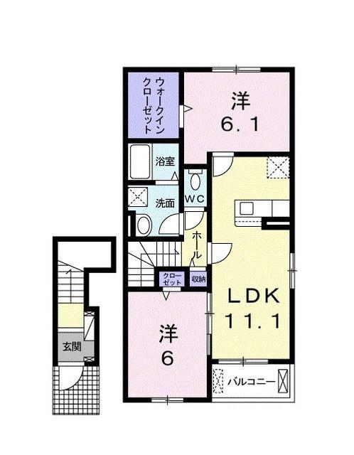 エテルノ ソーレII(2LDK/2階)の間取り写真