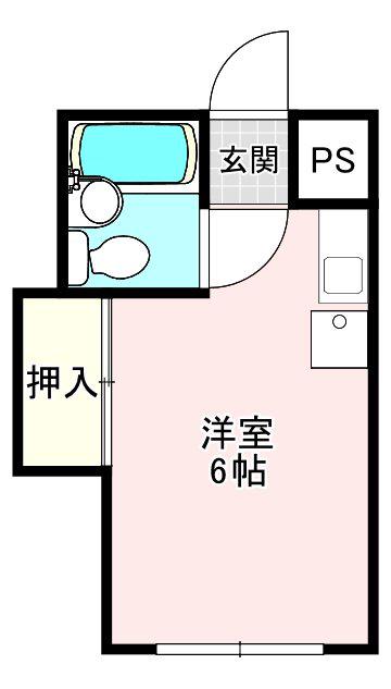 若竹マンション(1K/2階)の間取り写真
