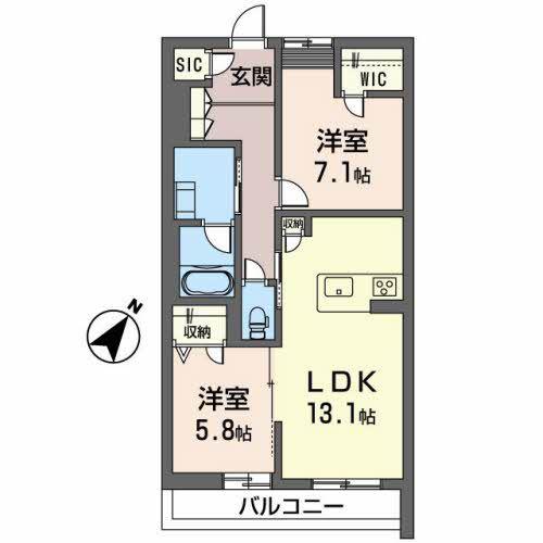 エクラシエ四ツ谷(2LDK/2階)の間取り写真