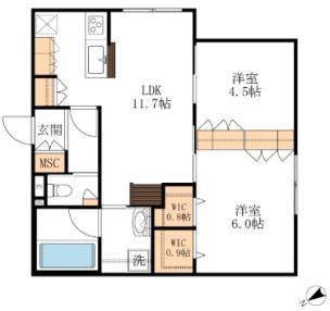 JOLIE MAISON イースト(2LDK/1階)の間取り写真