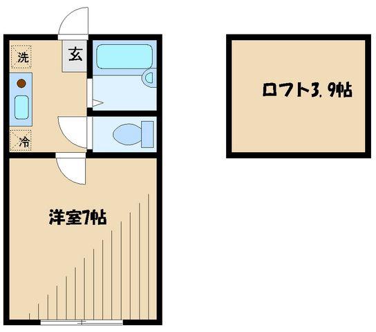 シティハイム中央林間(1K/1階)の間取り写真