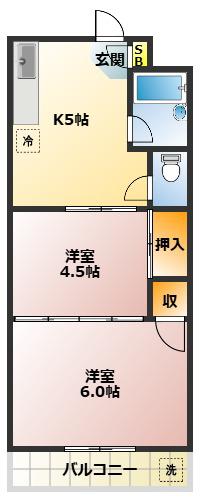 アルカディアサイトウ(2K/1階)の間取り写真