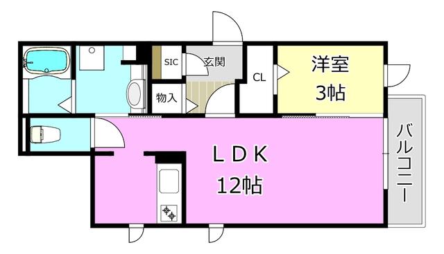 ベーネ・ルミエール(1LDK/1階)の間取り写真