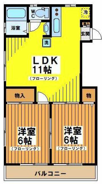 グリーンパークII(2LDK/3階)の間取り写真