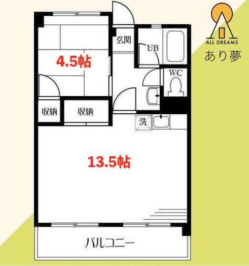 ネイヴィーフィールド井土ヶ谷(1LDK/4階)の間取り写真