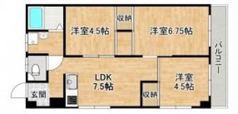高塚増田ハイツ(3DK/2階)の間取り写真