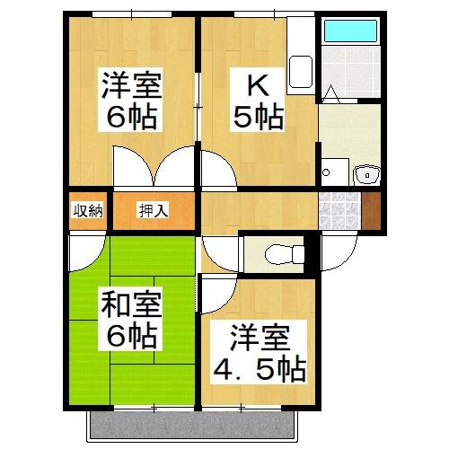 フレグランス江並A(3DK/2階)の間取り写真