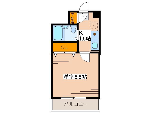 リバーサイド久地(1K/2階)の間取り写真