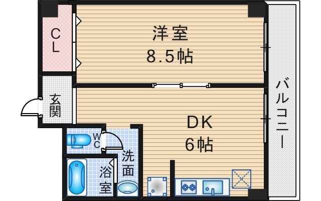 フェザー 豊中マンション(1LDK/4階)の間取り写真