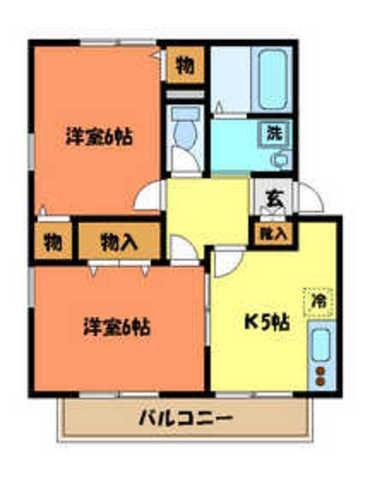 シャルマン・シャンブル(2DK/1階)の間取り写真