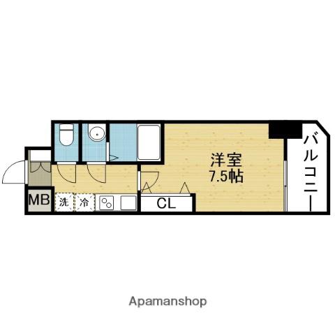 LUXE布施南(1K/8階)の間取り写真