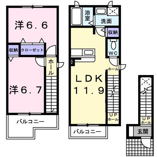リス・ブラン(2LDK/2階)の間取り写真