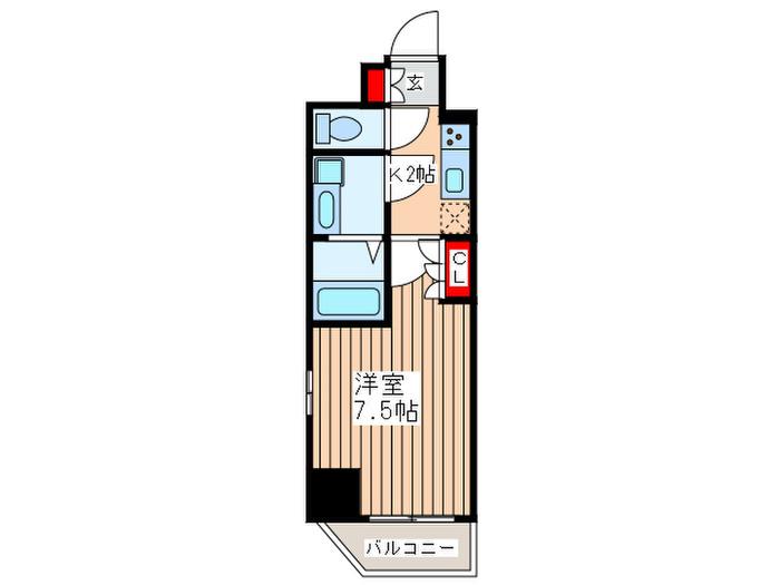 ラ・ヴィータ新御徒町(1K/7階)の間取り写真
