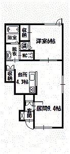 ラ・マトリスII棟(1LDK/2階)の間取り写真