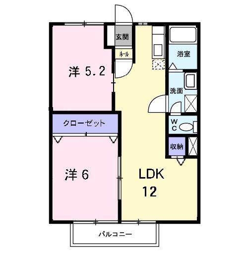 サニーコート東館(2LDK/2階)の間取り写真