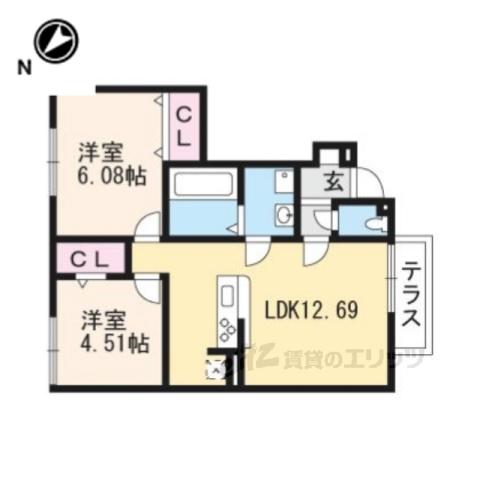コンフォートヴィレッジⅡ(2LDK/1階)の間取り写真