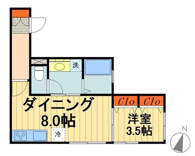 フラッツミハシ(1LDK/2階)の間取り写真