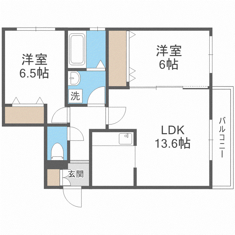 ZABO HILLS HONCHO CITY(2LDK/3階)の間取り写真