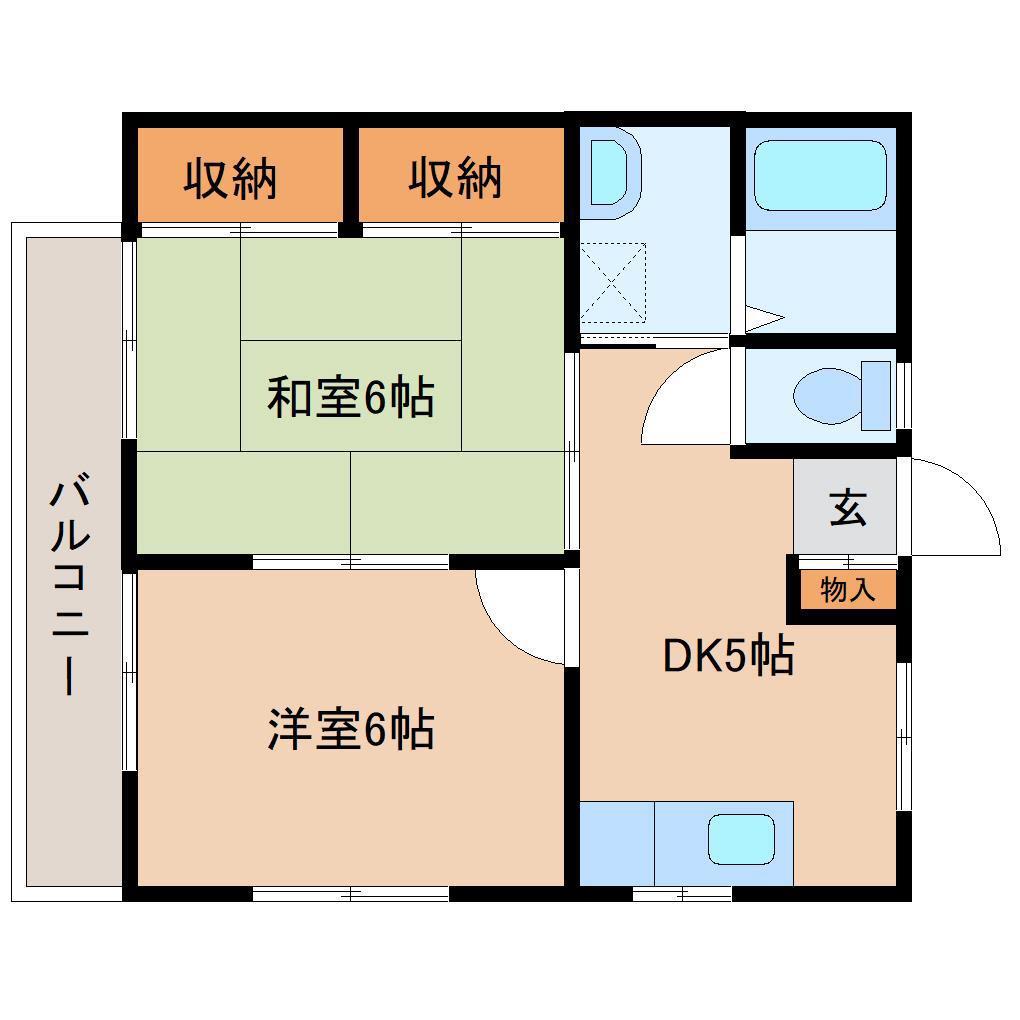 グリーンヴィラ七栄II番館(2DK/2階)の間取り写真